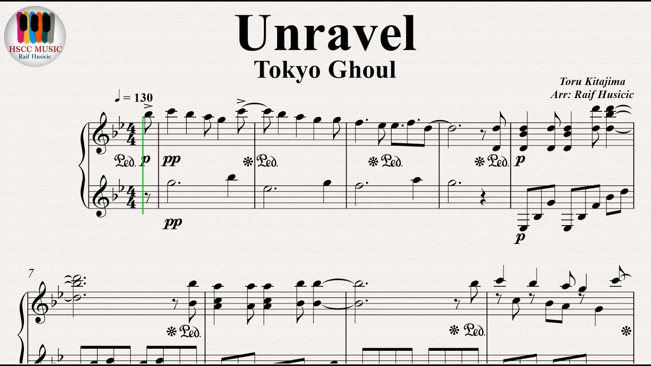 unravel tokyo ghoul piano sheet